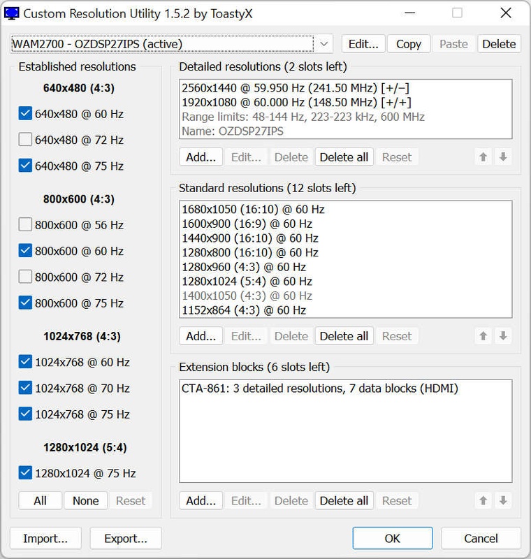 Custom Resolution Utility Interface
